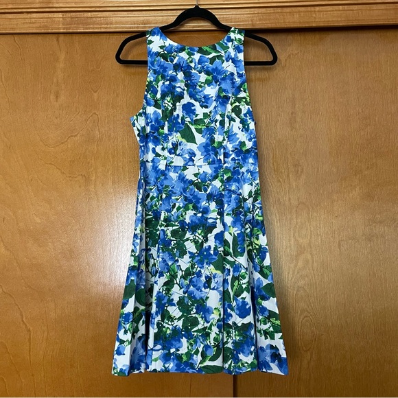 Milly for Design Nation Blue White Floral Mini Sleeveless Fit & Flare Dress 8 - Picture 1 of 8